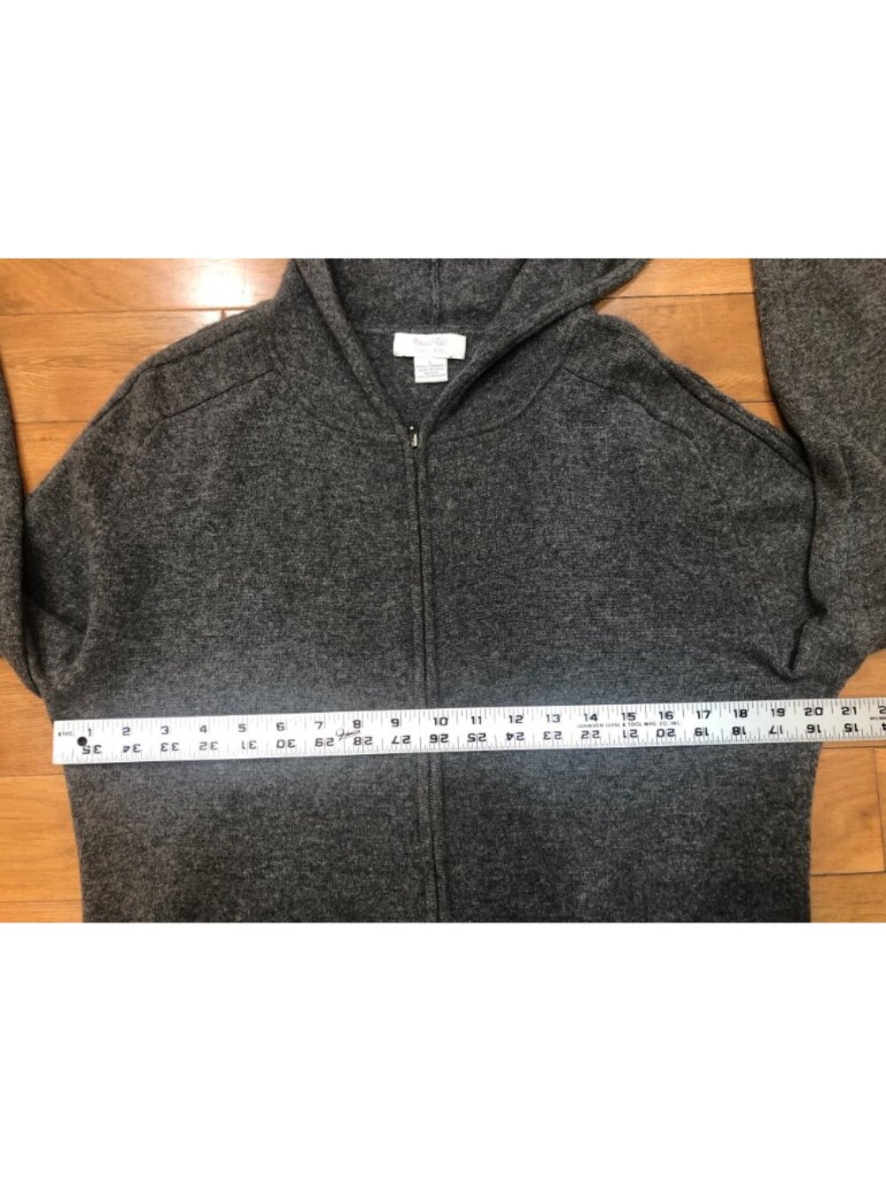 Vintage Marshall Field's 100% Cashmere Knit Zip Up Hoodie Charcoal Gray Sz Large - Picture 11 of 12